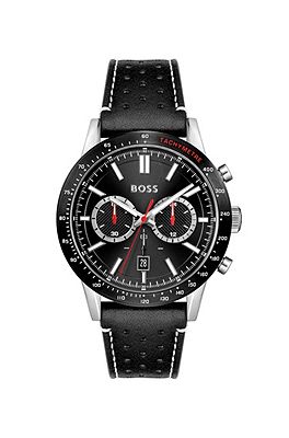 Hugo boss black hot sale leather contemporary chronograph watch