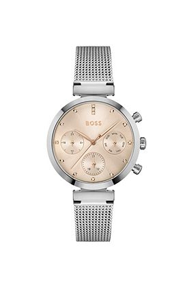 Multi-eye watch with a carnation-gold-effect dial