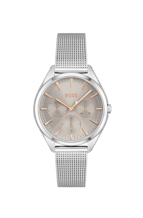 Champagne-tone dial watch with mesh bracelet, Assorted-Pre-Pack