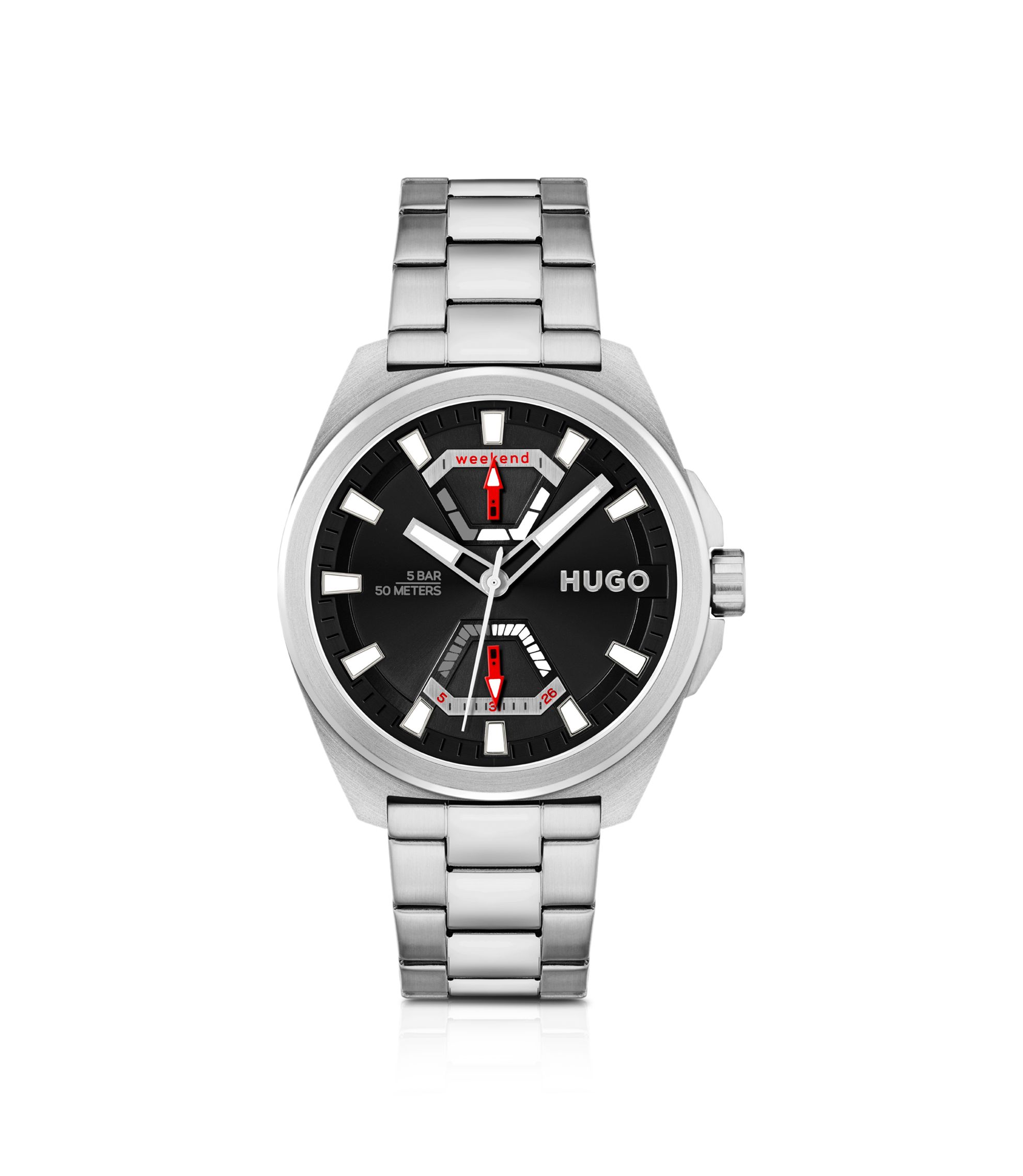 HUGO Orologio Uomo Collezione SHRILL – Quarzo, Cassa 42mm, Quadrante Grigio, Bracciale In Acciaio Nero - 5