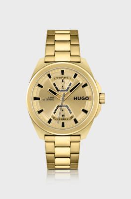 Gold-effect watch with link bracelet, Gold