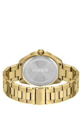 Gold-effect watch with link bracelet, Gold