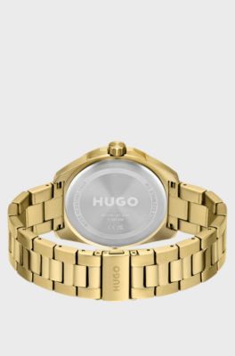 Gold-effect watch with link bracelet, Gold