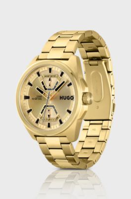 Gold-effect watch with link bracelet, Gold