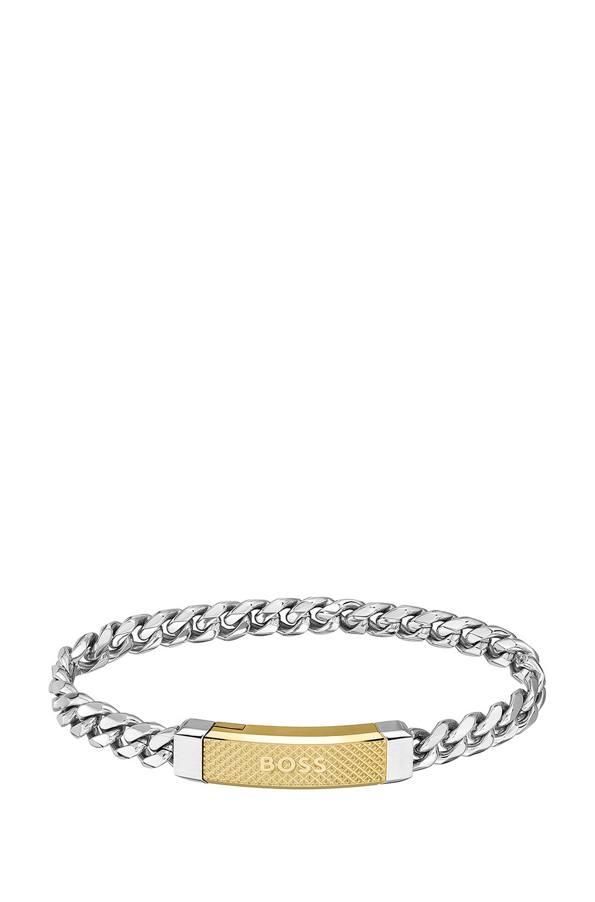 Logo curb-chain bracelet, HUGO, Men's Bracelets