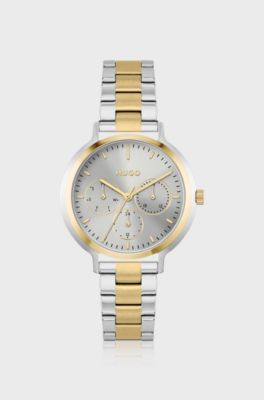 Two-tone multi-eye watch with link bracelet, Silver