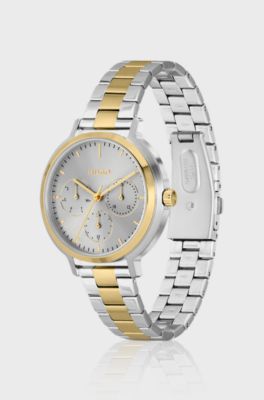 Two-tone multi-eye watch with link bracelet, Silver