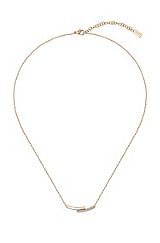 Gold-tone necklace with crystal-studded bar pendant, Gold