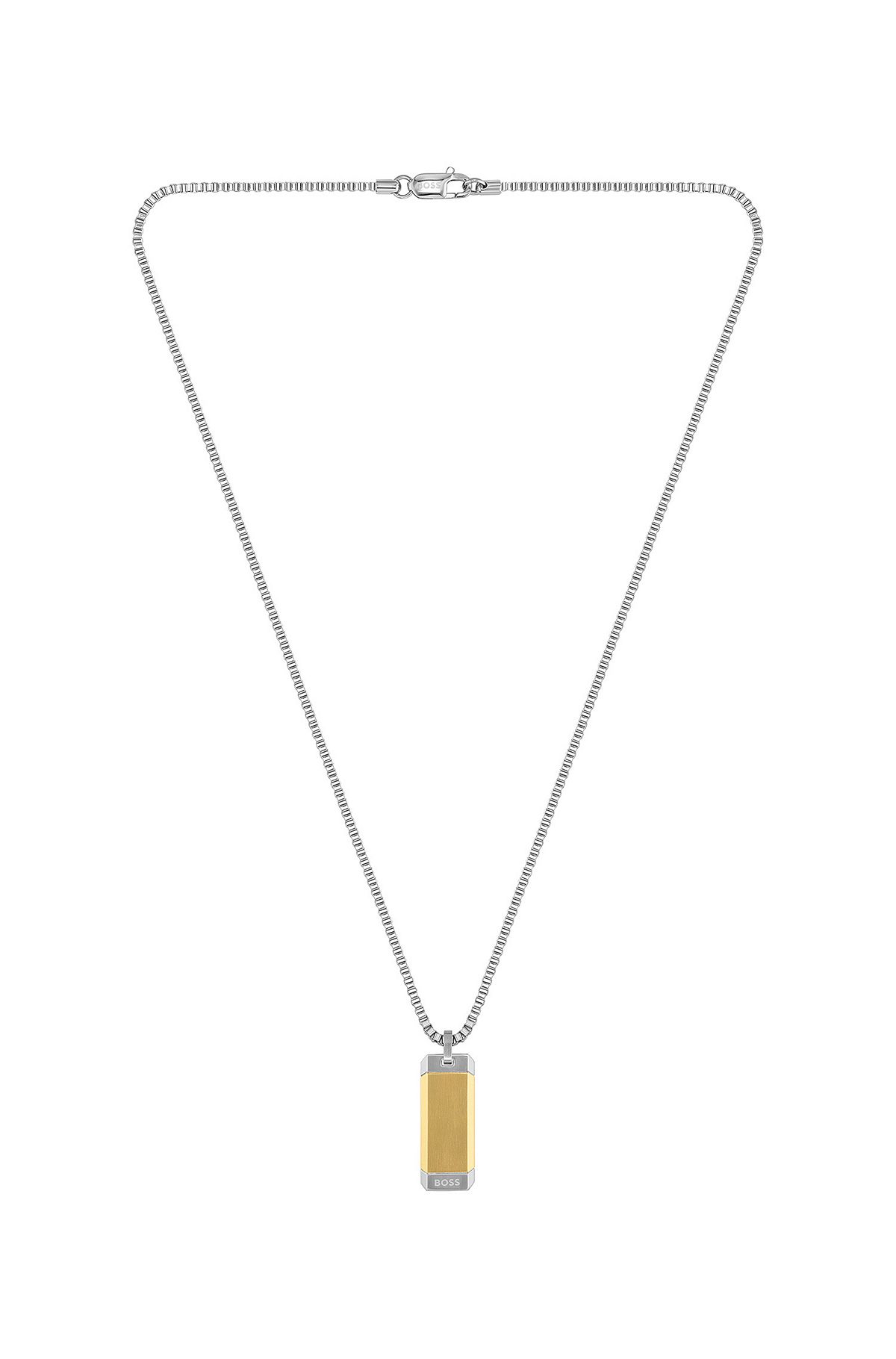 Box-chain necklace with silver- and gold-tone pendant, Gold