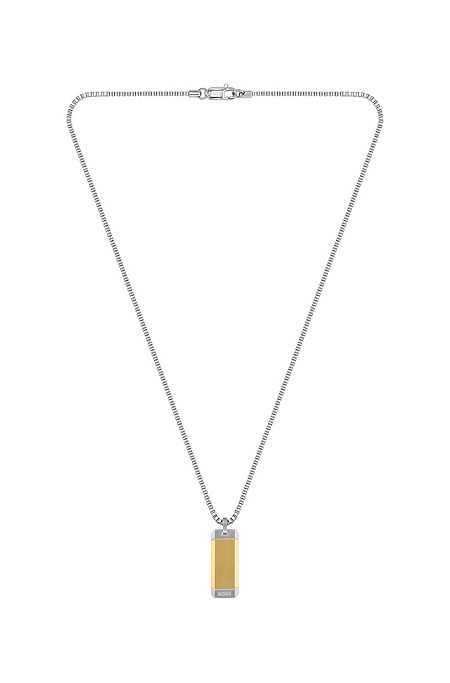 Box-chain necklace with silver- and gold-tone pendant, Gold