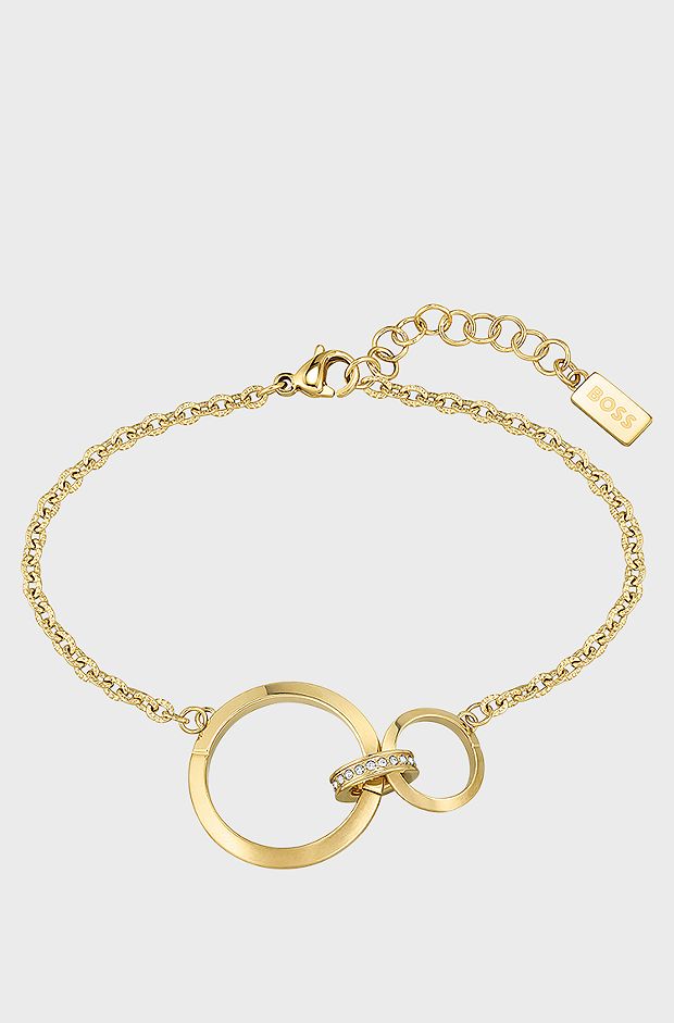 Gold-tone chain bracelet with triple hoop, Gold