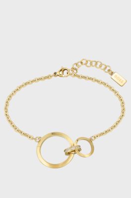 Gold-tone chain bracelet with triple hoop, Gold tone