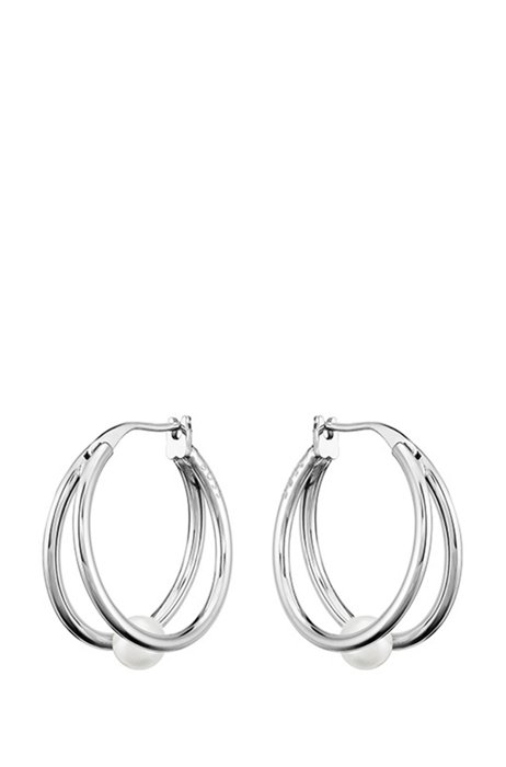 Twin-hoop earrings with cultured pearls, Assorted-Pre-Pack