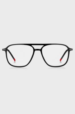 Black-acetate optical frames with double bridge, Black