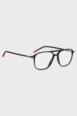 Black-acetate optical frames with double bridge, Black
