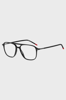 Black-acetate optical frames with double bridge, Black
