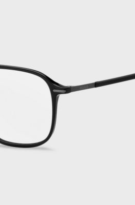 Black-acetate optical frames with double bridge, Black