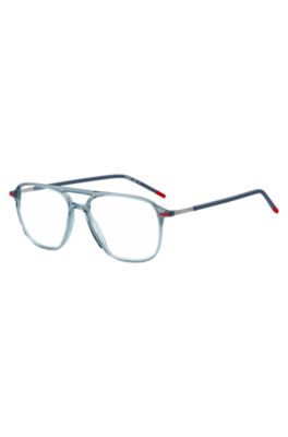 HUGO Blue acetate optical frames with double bridge