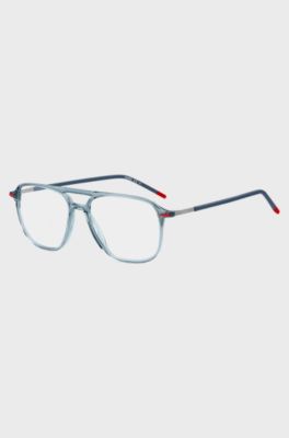 Blue-acetate optical frames with double bridge, Light Blue