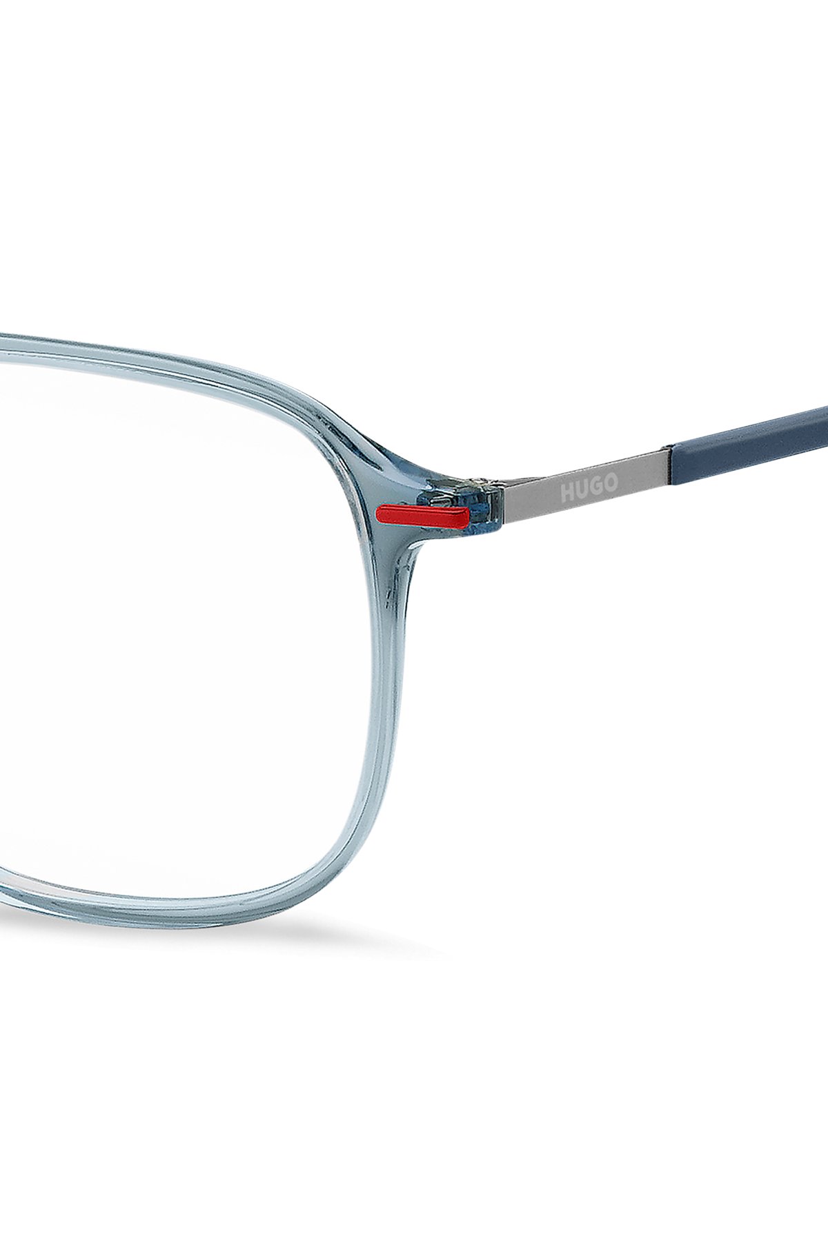 Brillenfassung aus blauem Acetat mit Doppelsteg, Hellblau