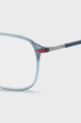Blue-acetate optical frames with double bridge, Light Blue