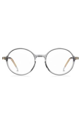 Clear-acetate optical frames with striped metal core wire, Transparent