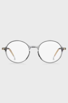 Clear-acetate optical frames with striped metal core wire, Transparent