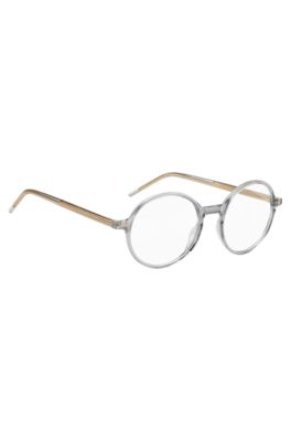 Clear-acetate optical frames with striped metal core wire, Transparent