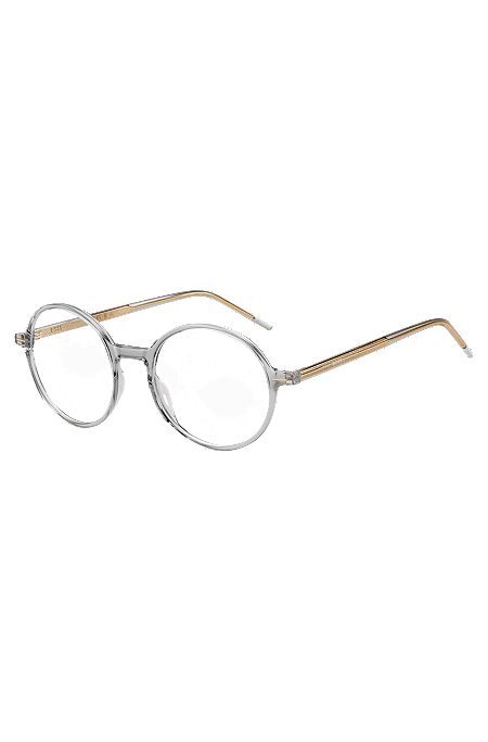Clear-acetate optical frames with striped metal core wire, Transparent