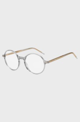 Clear-acetate optical frames with striped metal core wire, Transparent