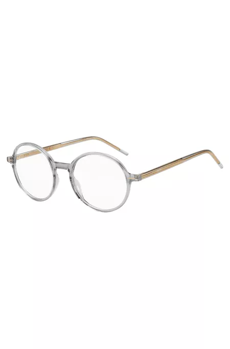 Clear-acetate optical frames with striped metal core wire