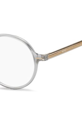 Clear-acetate optical frames with striped metal core wire, Transparent