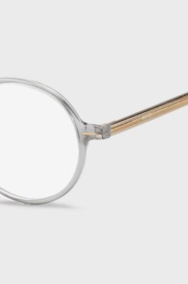 Clear-acetate optical frames with striped metal core wire, Transparent