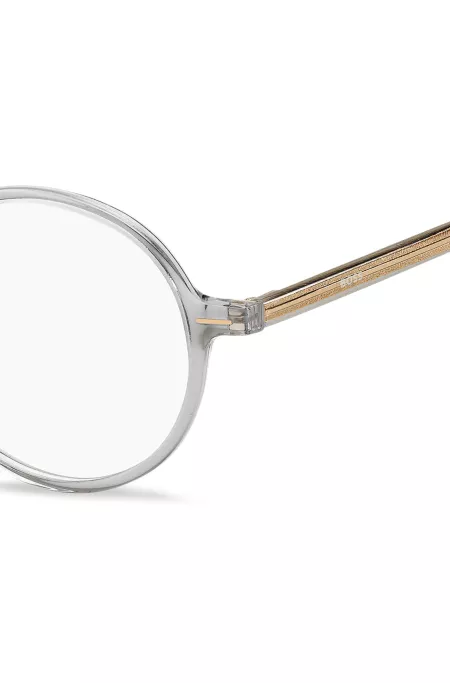 Clear-acetate optical frames with striped metal core wire