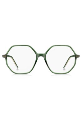 Monture optique en acétate vert avec armature métallique à bandeau