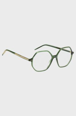 Green-acetate optical frames with striped metal core wire, Dark Green