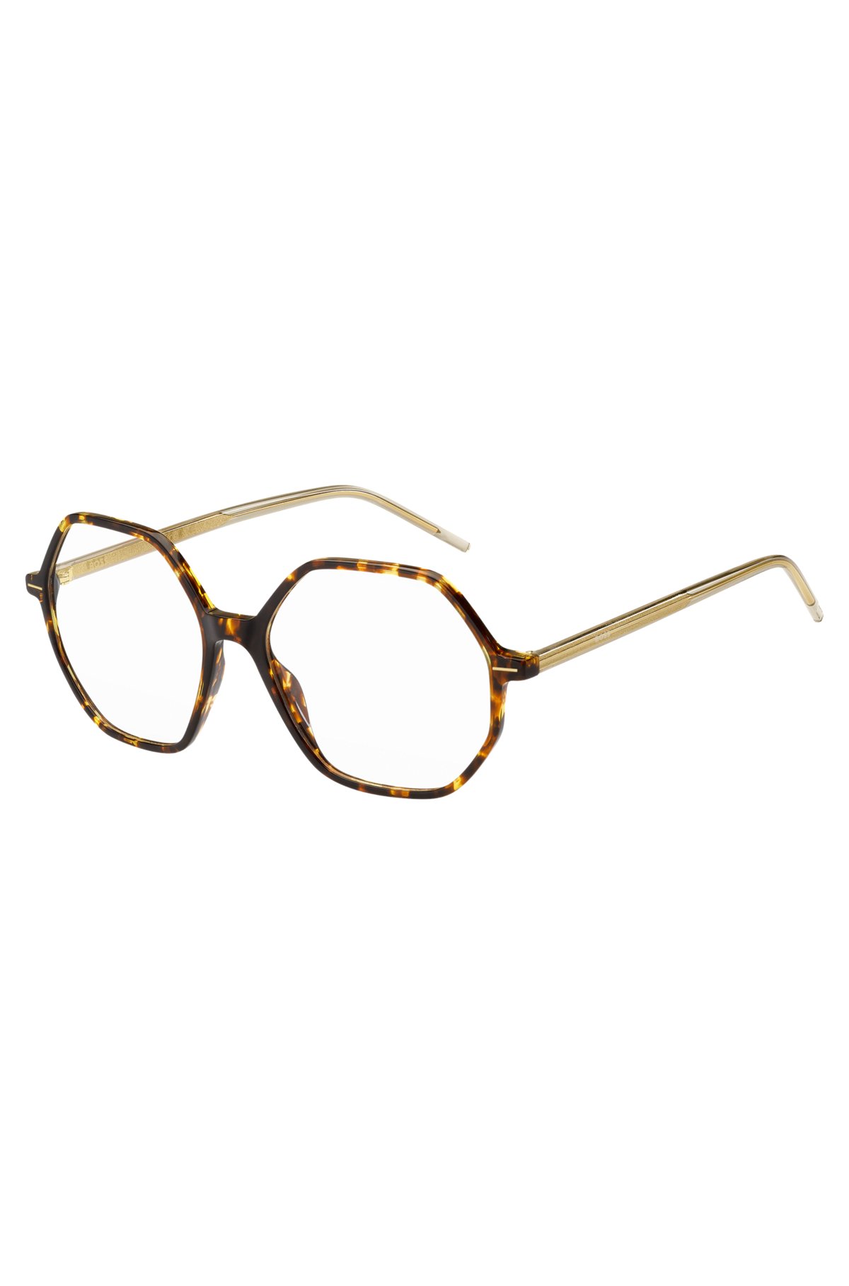 Horn-acetate optical frames with striped metal core wire, Light Brown