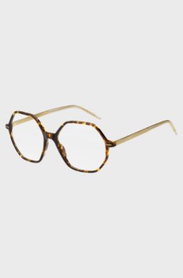 Horn-acetate optical frames with striped metal core wire, Light Brown