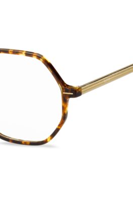 BOSS - ホーンアセテート メガネフレーム ストライプ メタルコアワイヤー