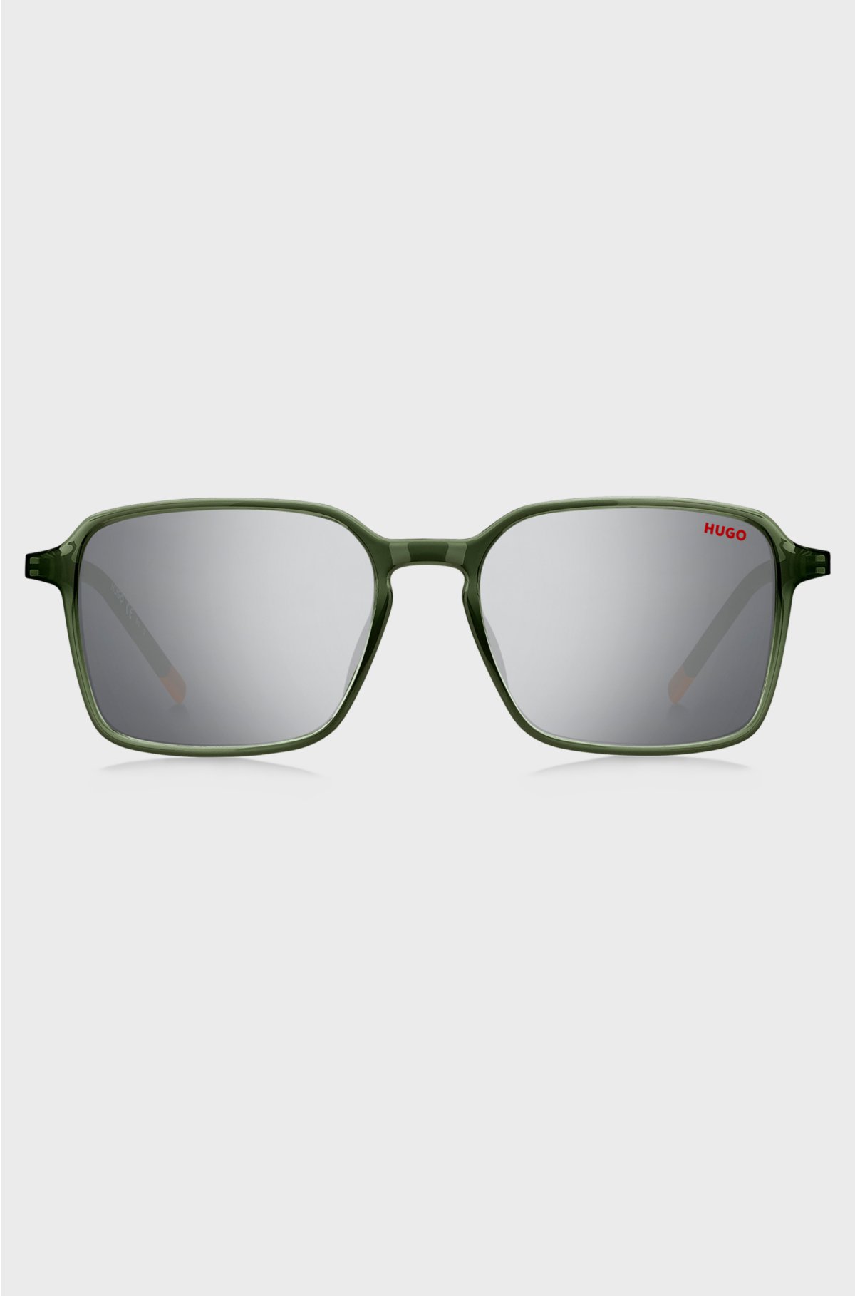 Green sunglasses with stainless-steel temples, Dark Green