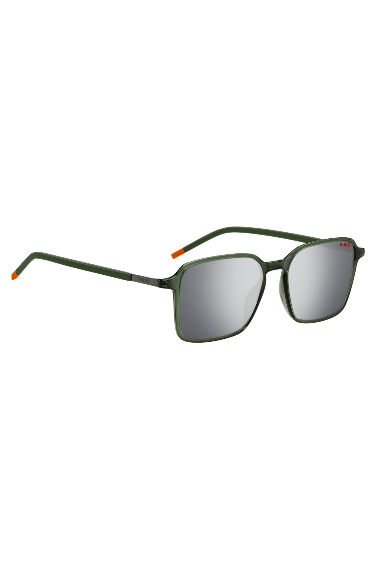 Grüne Sonnenbrille mit Bügeln aus Edelstahl, Dunkelgrün