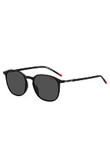 Black sunglasses with stainless-steel temples, Black