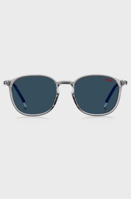 Transparent-frame sunglasses with stainless-steel temples, Transparent