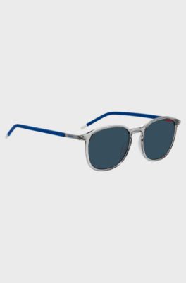 Transparent-frame sunglasses with stainless-steel temples, Transparent