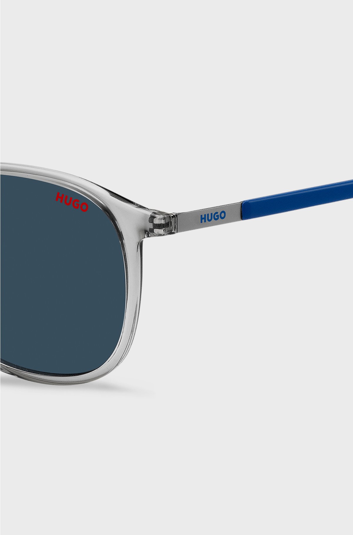 Transparent-frame sunglasses with stainless-steel temples, Transparent