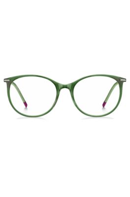 Green-acetate optical frames with stainless-steel temples, Green