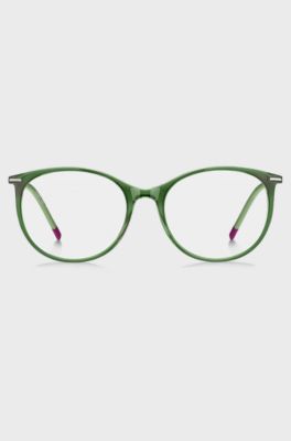 Green-acetate optical frames with stainless-steel temples, Green