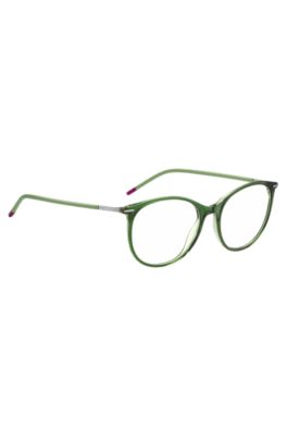 Green-acetate optical frames with stainless-steel temples, Green