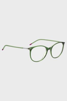 Green-acetate optical frames with stainless-steel temples, Green