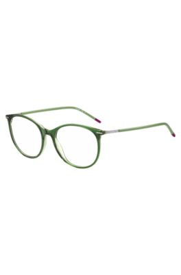 Green-acetate optical frames with stainless-steel temples, Green